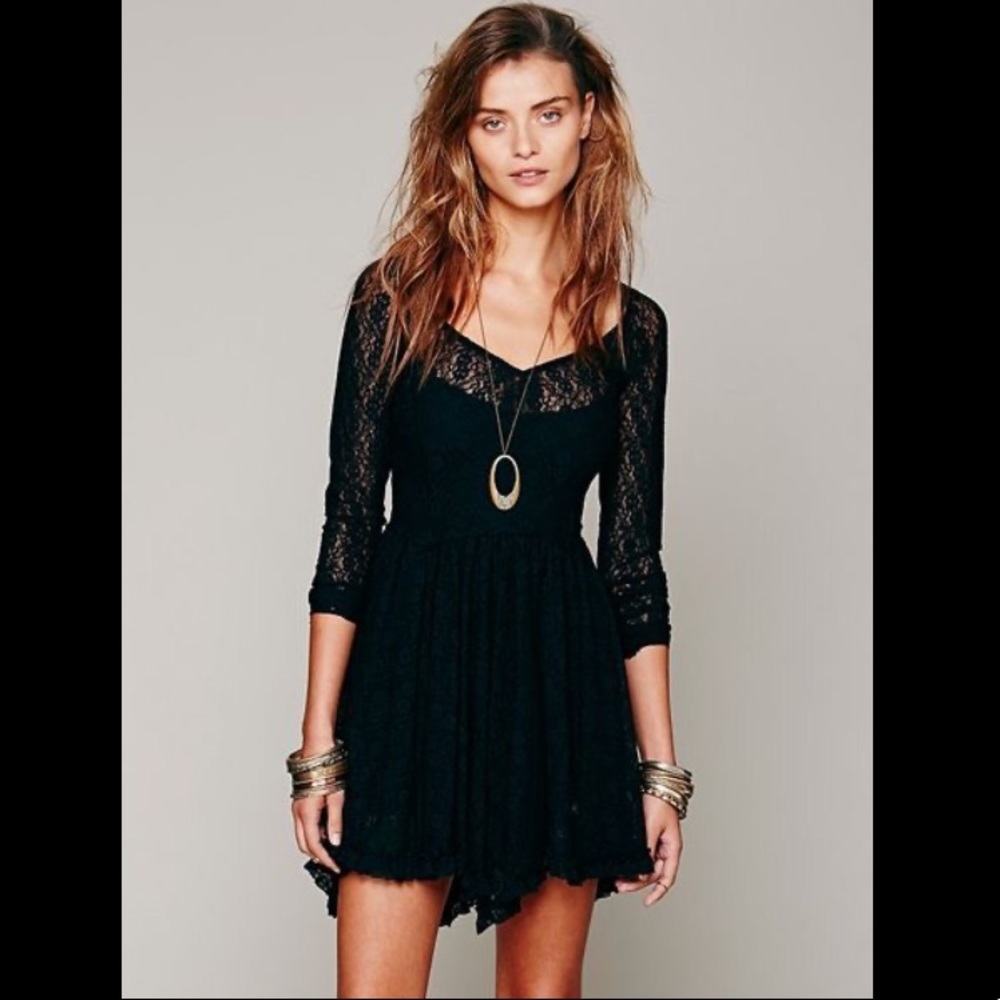 Intimately Free People Black Lace Dress